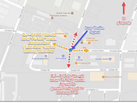 New traffic light installed near airport