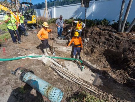 Raw sewage pours into lagoon from major pipe break