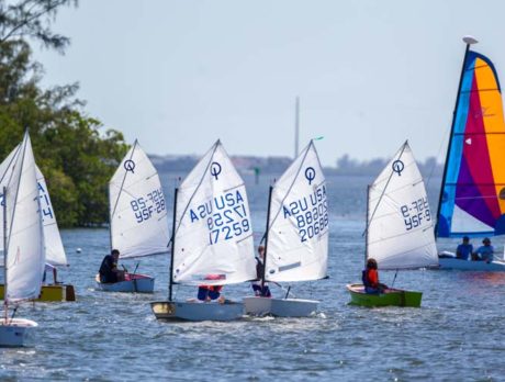 Youth Sailing seen tacking toward a Riverside site