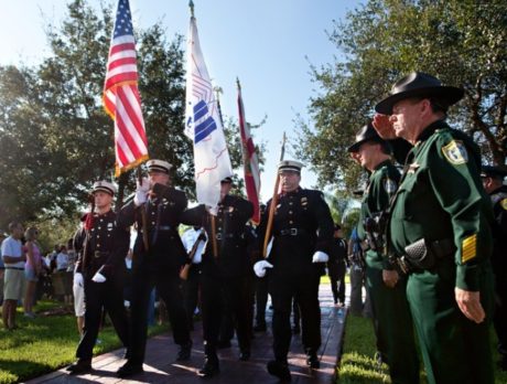 Crowd gathers at Memorial Island to remember 9/11