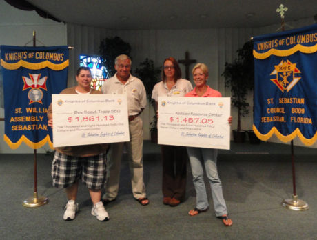 Special Scouts Troop 550 and SunUp ARC thank Knights of Columbus