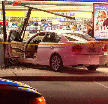 No injuries reported when car crashes into Blockbuster