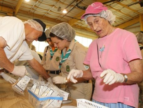 Packaging 100,000 nutritious meals for hungry children
