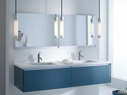 Go beyond de-cluttering with sophisticated bathroom storage