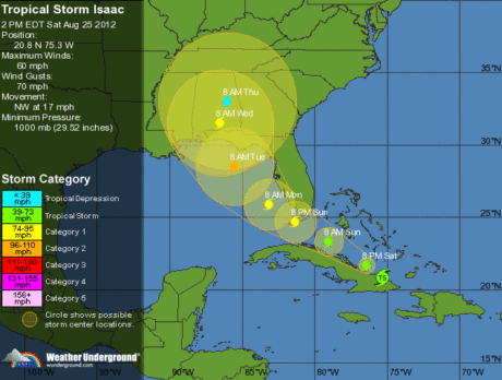 Tropical Storm Isaac: Windy conditions tonight as storm nears Florida