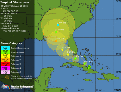 Tropical Storm Isaac: Holding its own, may strengthen overnight