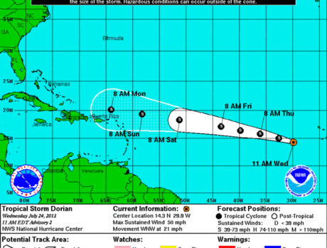 Tropical Storm Dorian forms off coast of Africa