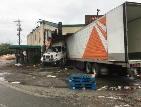 Semi hauling orange juice strikes Historic Desert Inn in Yeehaw